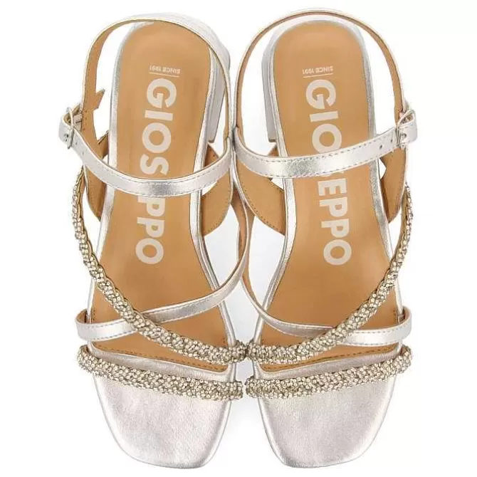 Sandalias Tacon<Gioseppo Sandalias De Tacon Plata Con Tiras Y Detalle De Pedreria Para Mujer Niscemi