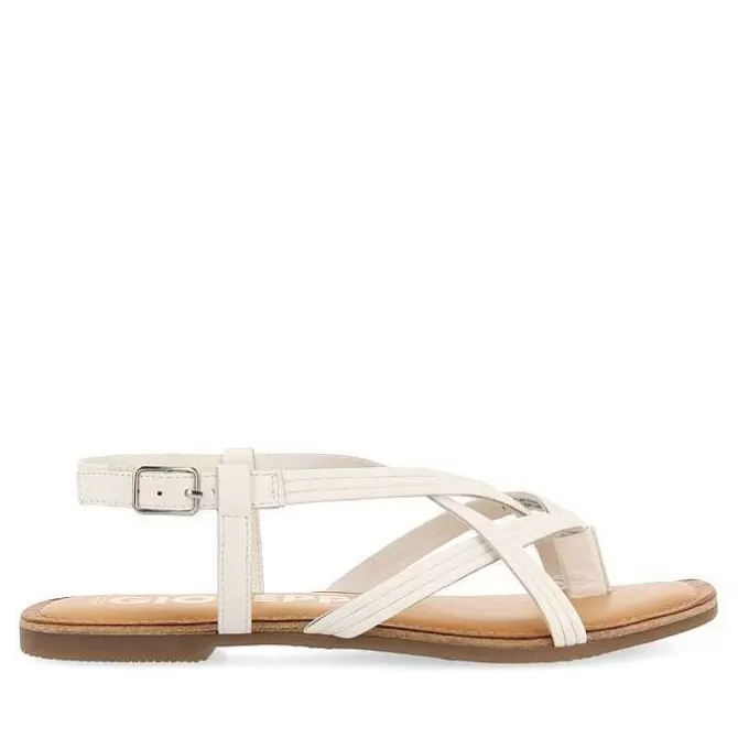 Sandalias Planas<Gioseppo Sandalias De Tira Cruzada De Piel Blanca Para Mujer Funare
