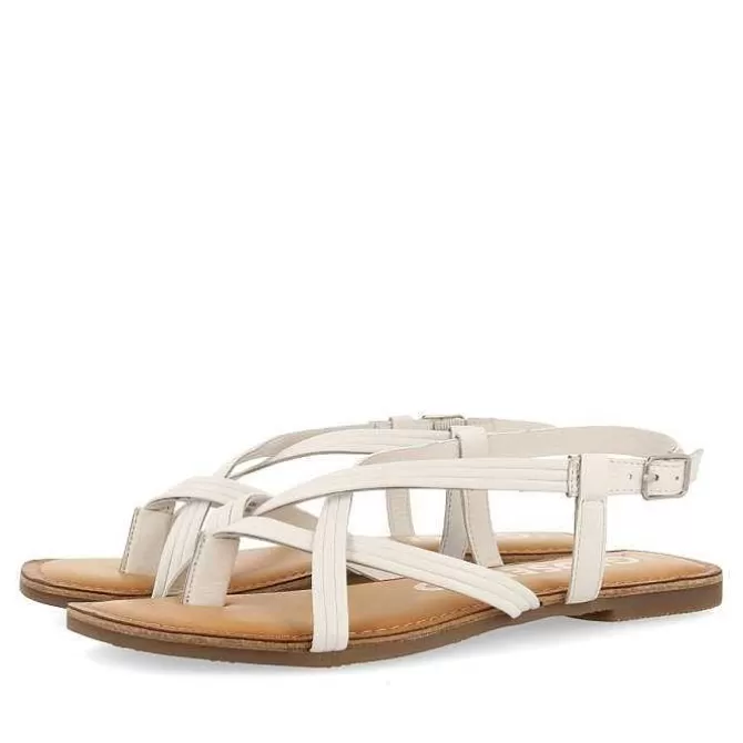 Sandalias Planas<Gioseppo Sandalias De Tira Cruzada De Piel Blanca Para Mujer Funare