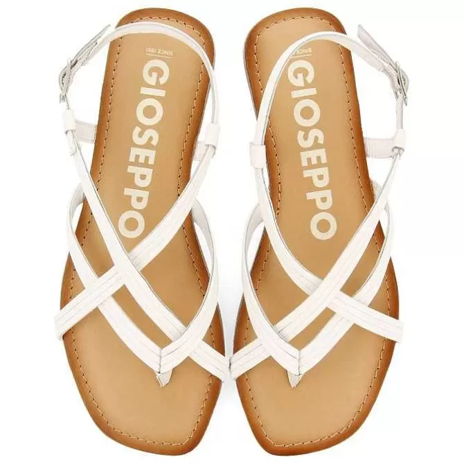 Sandalias Planas<Gioseppo Sandalias De Tira Cruzada De Piel Blanca Para Mujer Funare