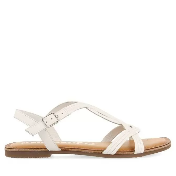 Sandalias Planas<Gioseppo Sandalias De Tira Cruzada De Piel Blanco Para Mujer Elbasan