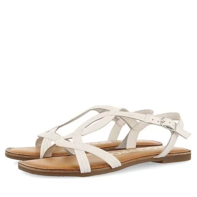 Sandalias Planas<Gioseppo Sandalias De Tira Cruzada De Piel Blanco Para Mujer Elbasan
