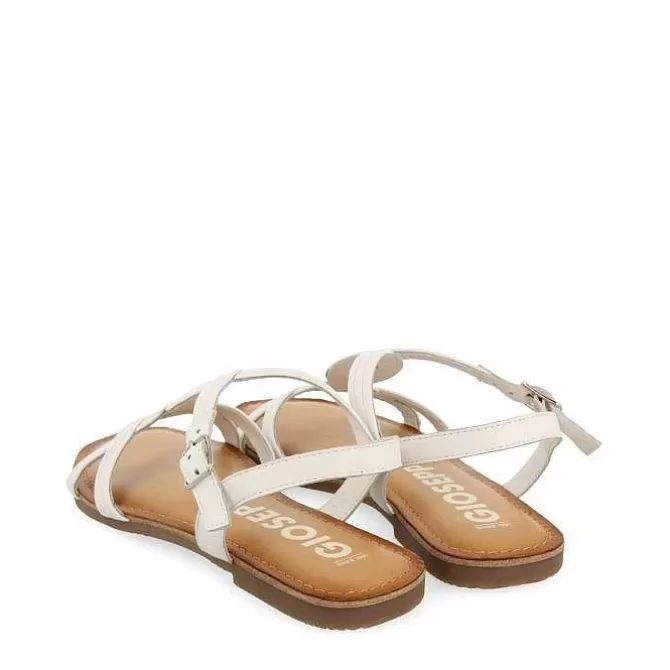 Sandalias Planas<Gioseppo Sandalias De Tira Cruzada De Piel Blanco Para Mujer Elbasan