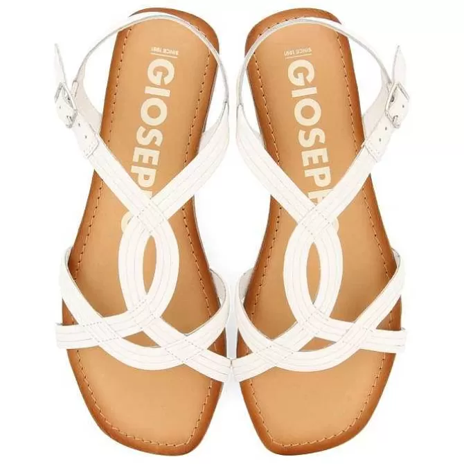 Sandalias Planas<Gioseppo Sandalias De Tira Cruzada De Piel Blanco Para Mujer Elbasan