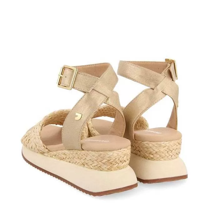 Sandalias Plataforma<Gioseppo Sandalias Deportivas Con Cuña Beige Y Oro Para Mujer Mehama