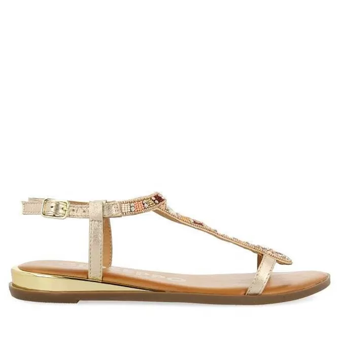 Sandalias Planas<Gioseppo Sandalias Dorada Con Piedras Multicolor Para Mujer Mulion