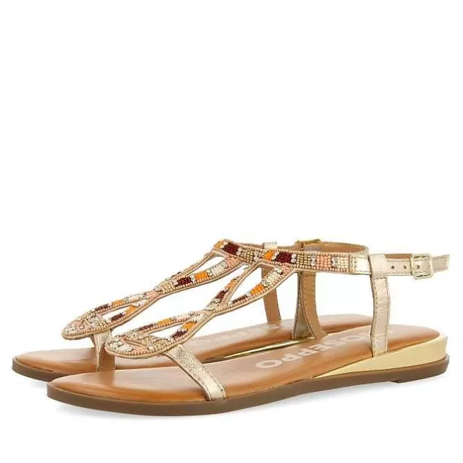 Sandalias Planas<Gioseppo Sandalias Dorada Con Piedras Multicolor Para Mujer Mulion
