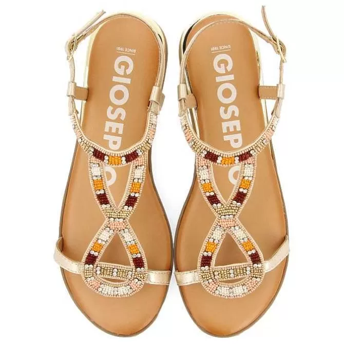 Sandalias Planas<Gioseppo Sandalias Dorada Con Piedras Multicolor Para Mujer Mulion