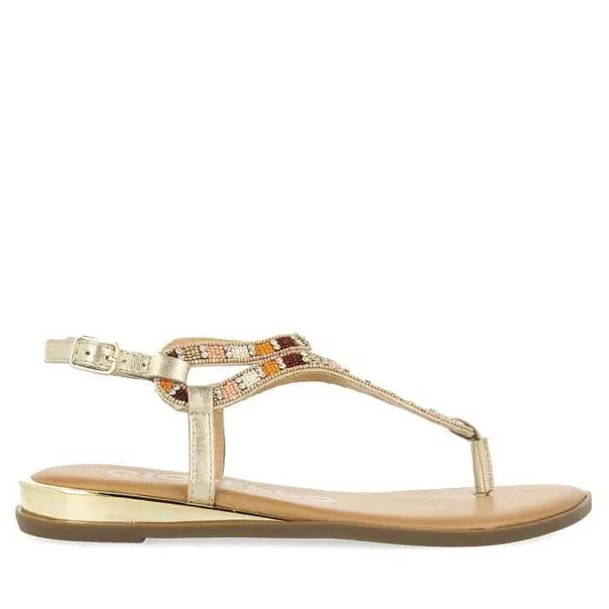 Sandalias Planas<Gioseppo Sandalias Dorada Con Piedras Multicolor Para Mujer Nyssa