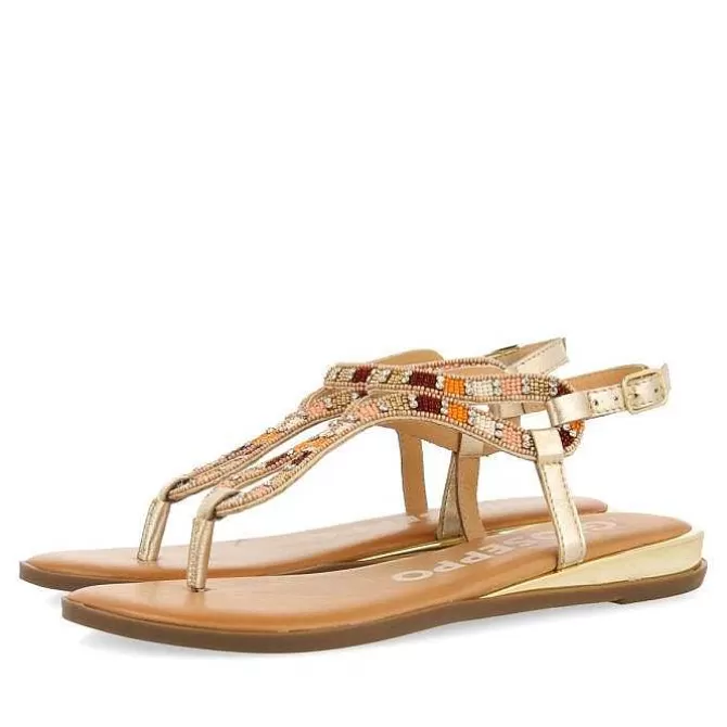 Sandalias Planas<Gioseppo Sandalias Dorada Con Piedras Multicolor Para Mujer Nyssa