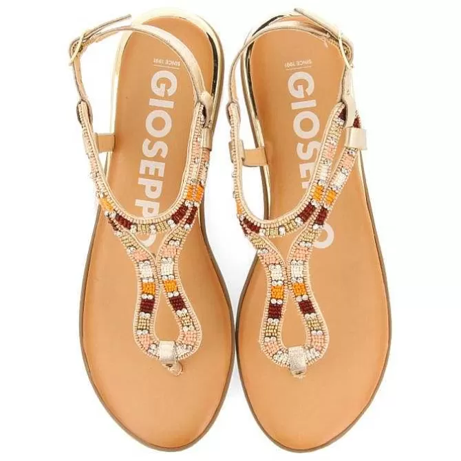 Sandalias Planas<Gioseppo Sandalias Dorada Con Piedras Multicolor Para Mujer Nyssa