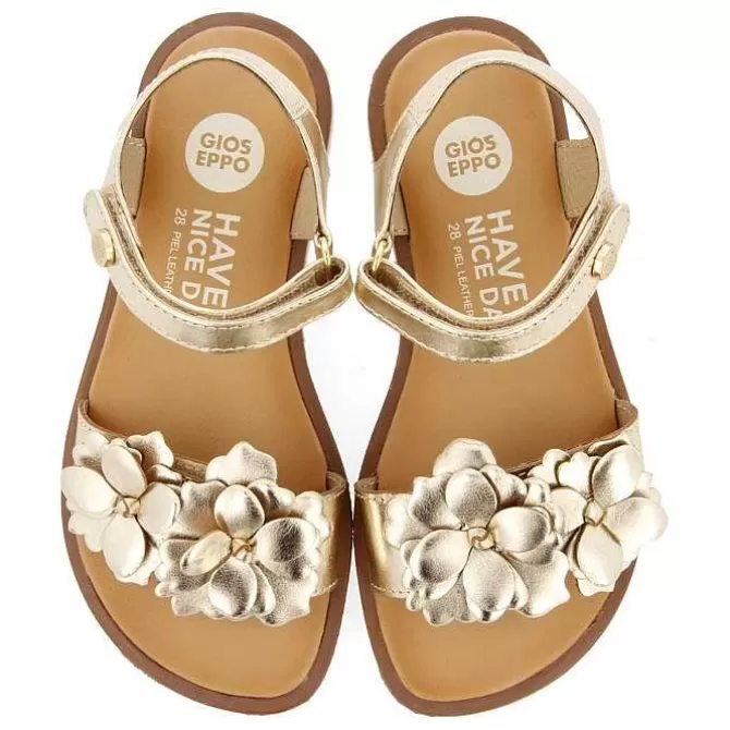 Niñas | Sandalias<Gioseppo Sandalias Doradas De Piel Con Adorno De Flores Para Nina Y Nino Nehalem
