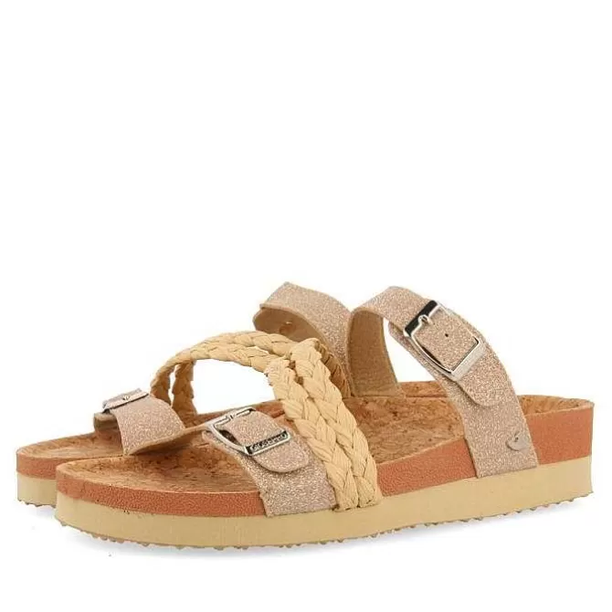 Chancletas<Gioseppo Sandalias Estilo Bio Con Tirantes Dorados Y Hebilla Para Mujer Loupian