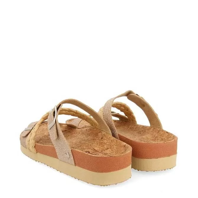 Chancletas<Gioseppo Sandalias Estilo Bio Con Tirantes Dorados Y Hebilla Para Mujer Loupian