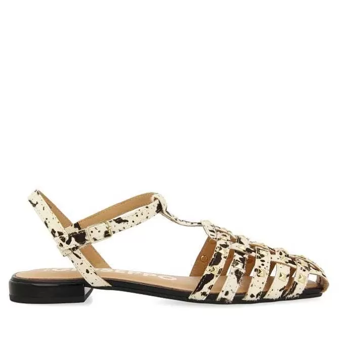 Bailarinas<Gioseppo Sandalias Estilo Cangrejo De Piel Con Estampado Animal Y Tachuelas Para Mujer De Connerton