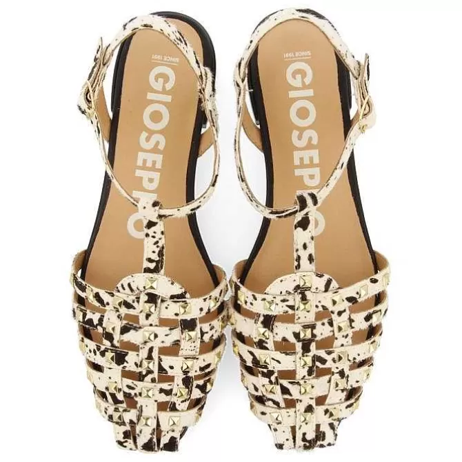 Bailarinas<Gioseppo Sandalias Estilo Cangrejo De Piel Con Estampado Animal Y Tachuelas Para Mujer De Connerton