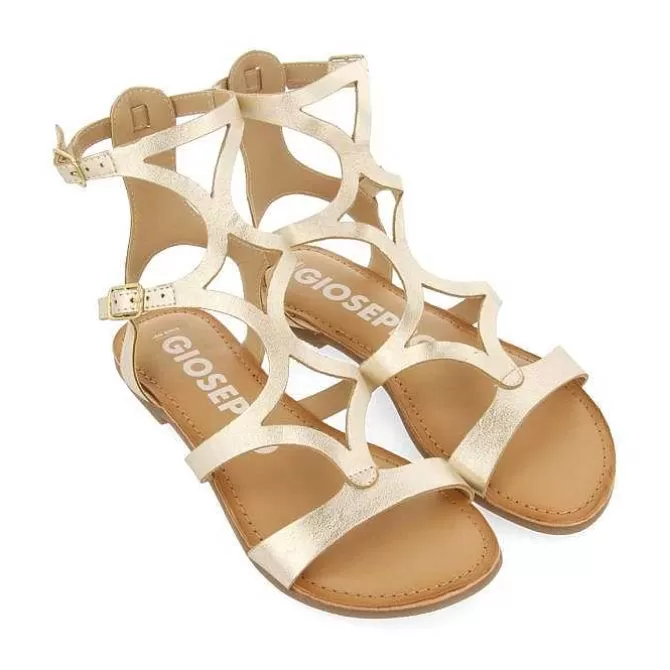 Sandalias Planas<Gioseppo Sandalias Estilo Romano Piel Color Platino Para Mujer Topoje