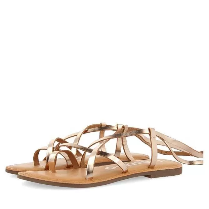 Sandalias Planas<Gioseppo Sandalias Lussat Con Finas Tiras Doradas Para Atar Alrededor De La Pierna