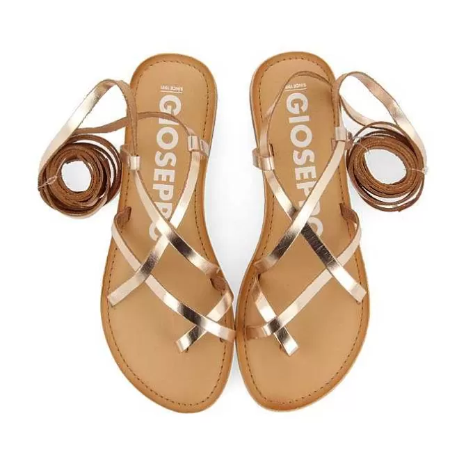 Sandalias Planas<Gioseppo Sandalias Lussat Con Finas Tiras Doradas Para Atar Alrededor De La Pierna