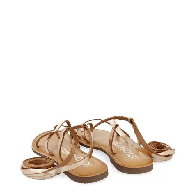 Sandalias Planas<Gioseppo Sandalias Lussat Con Finas Tiras Doradas Para Atar Alrededor De La Pierna