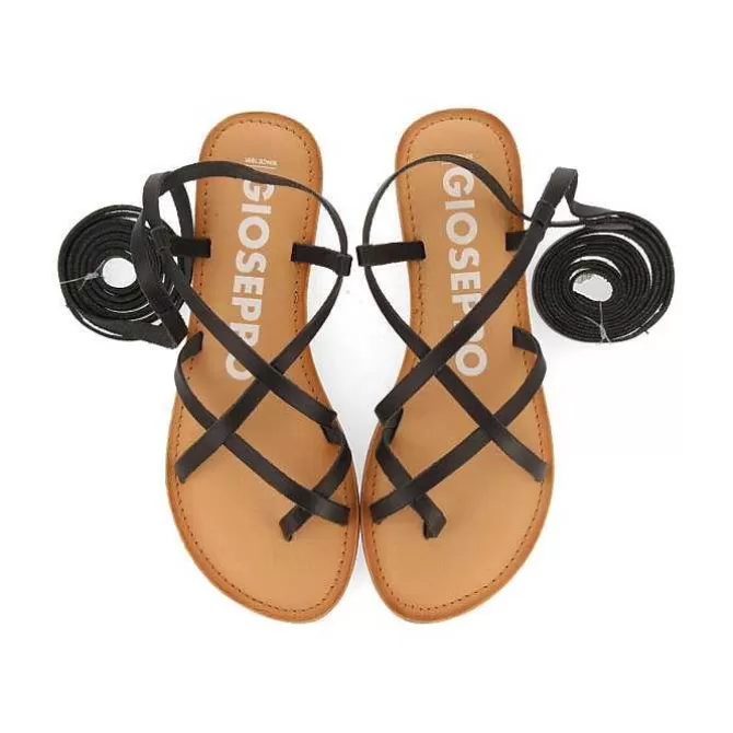 Sandalias Planas<Gioseppo Sandalias Lussat Con Finas Tiras Negras Para Atar Alrededor De La Pierna
