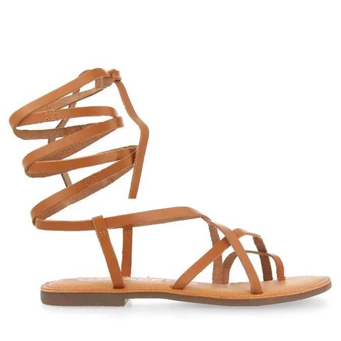 Sandalias Planas<Gioseppo Sandalias Lussat Con Tiras Finas Color Canela Para Atar Alrededor De La Pierna