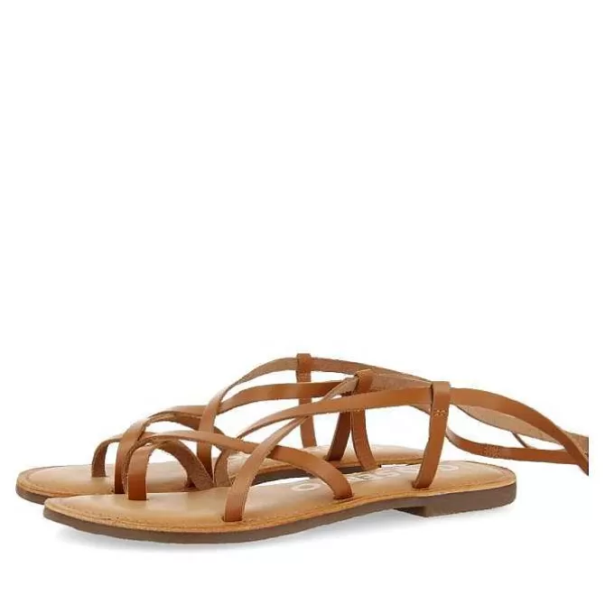 Sandalias Planas<Gioseppo Sandalias Lussat Con Tiras Finas Color Canela Para Atar Alrededor De La Pierna