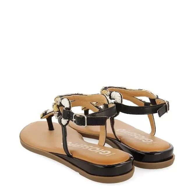 Sandalias Planas<Gioseppo Sandalias Negras Con Piedras Multicolor Para Mujer Nyssa