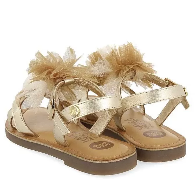 Niñas | Sandalias<Gioseppo Sandalias Piel Dorada Con Pompones En Tono Nude Para Nina Y Nino Tecate