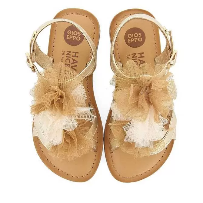 Niñas | Sandalias<Gioseppo Sandalias Piel Dorada Con Pompones En Tono Nude Para Nina Y Nino Tecate