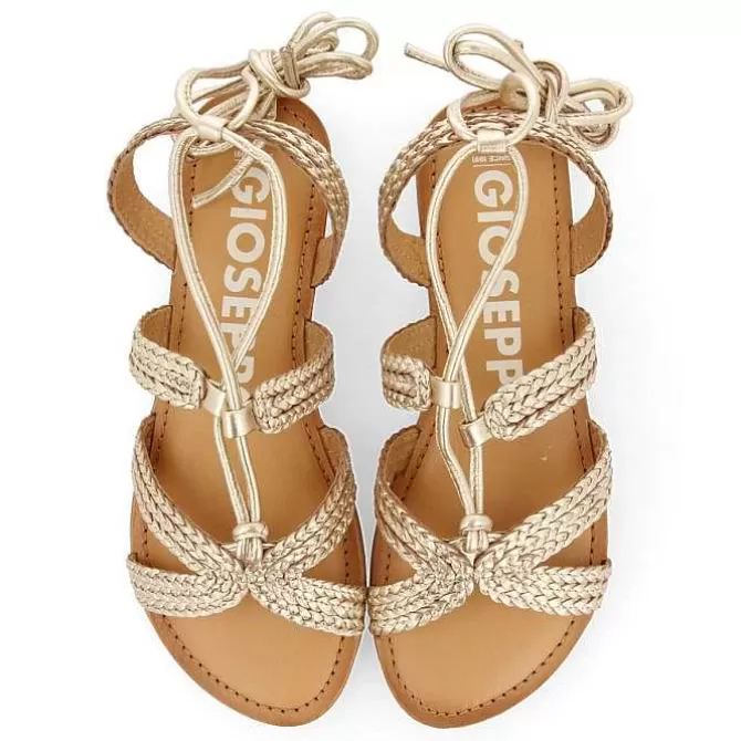 Sandalias Planas<Gioseppo Sandalias Planas De Mujer Darney De Piel Trenzada Dorada Con Cordones