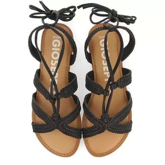 Sandalias Planas<Gioseppo Sandalias Planas De Mujer Darney De Piel Trenzada Y Cordones En Negro