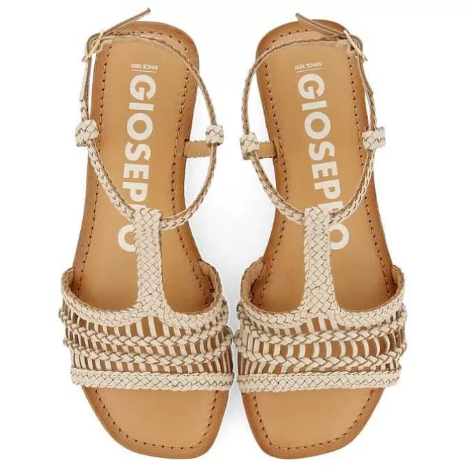 Sandalias Planas<Gioseppo Sandalias Planas De Mujer Icari De Piel Trenzada Blanco Roto