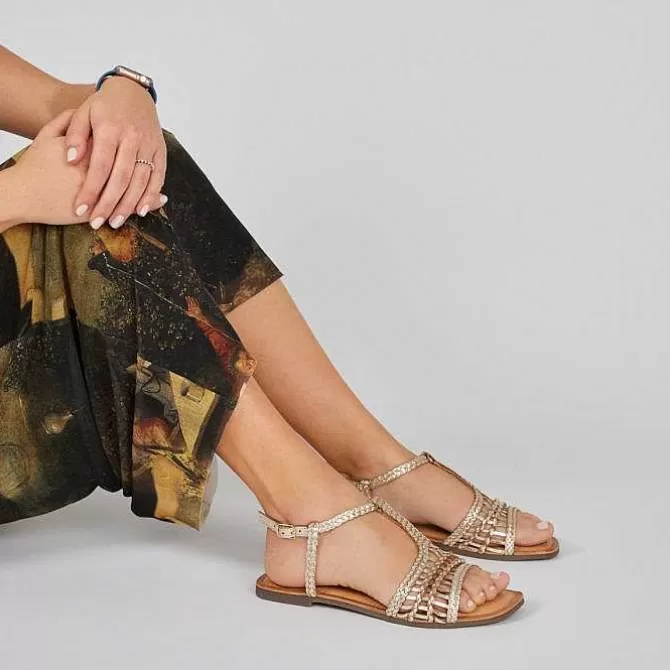 Sandalias Planas<Gioseppo Sandalias Planas De Mujer Icari De Piel Trenzada Dorado