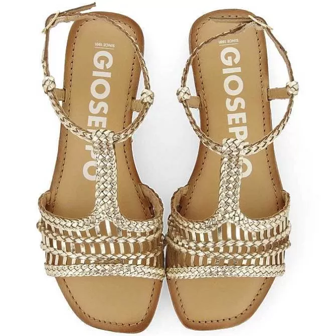 Sandalias Planas<Gioseppo Sandalias Planas De Mujer Icari De Piel Trenzada Dorado