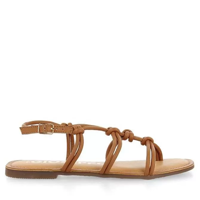 Sandalias Planas<Gioseppo Sandalias Planas De Mujer Rosny Color Tostado Con Tiras Finas Y Nudos Decorativos