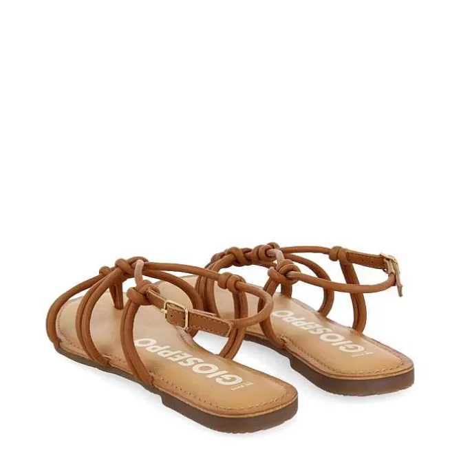 Sandalias Planas<Gioseppo Sandalias Planas De Mujer Rosny Color Tostado Con Tiras Finas Y Nudos Decorativos