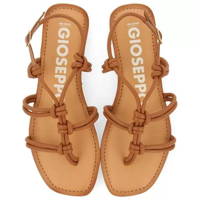 Sandalias Planas<Gioseppo Sandalias Planas De Mujer Rosny Color Tostado Con Tiras Finas Y Nudos Decorativos