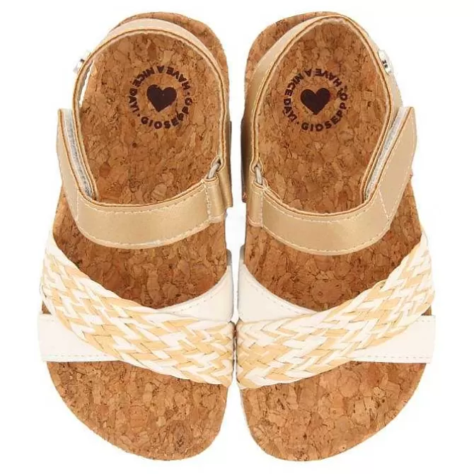 Niñas | Chancletas<Gioseppo Sandalias Suela Bio Blanca Y Dorada Con Trenzado De Rafia Para Nina Y Nino Brataj